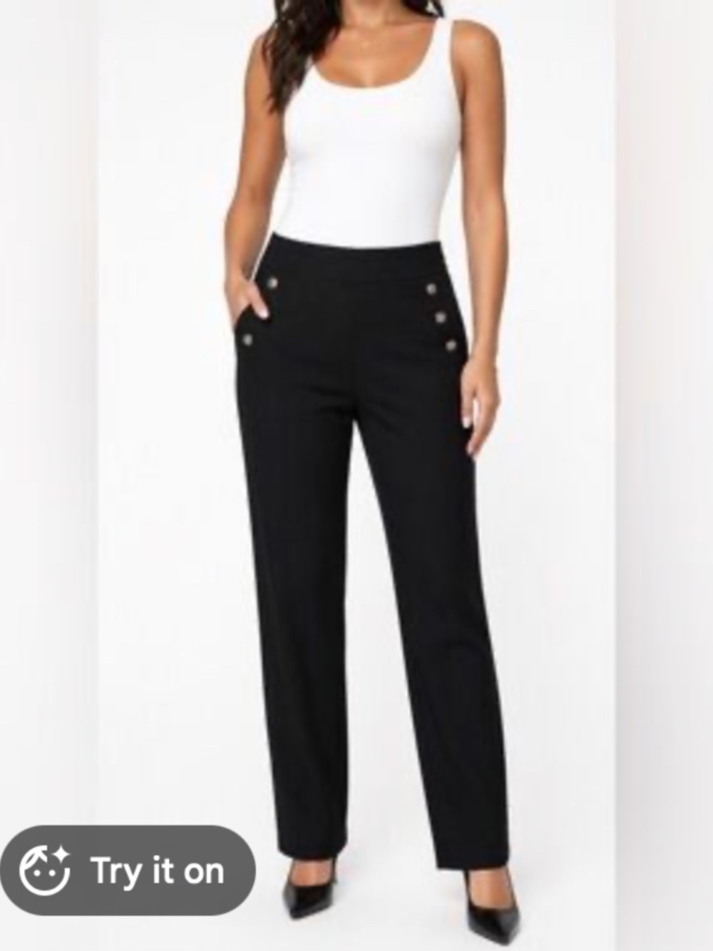 Black spandex sailor-style flared pants